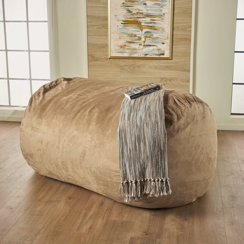 Pouf cylindrique en suède de microfibre 6,5 pi, Champagne suède