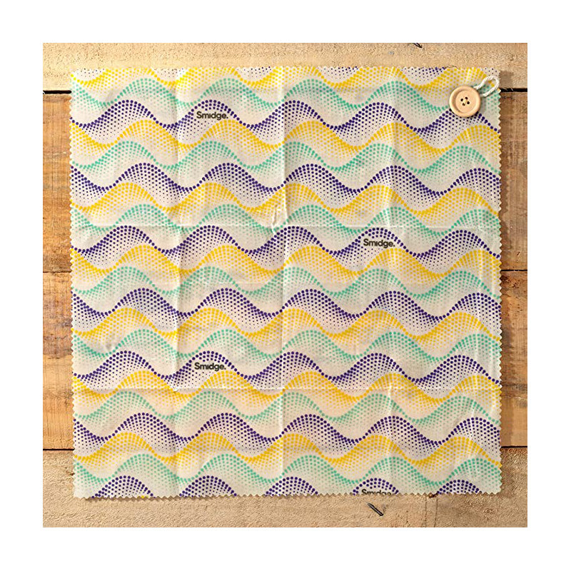 Smidge Beeswax Food Wrap Roll, Wave Print, 20.5cm H x 0.5cm W