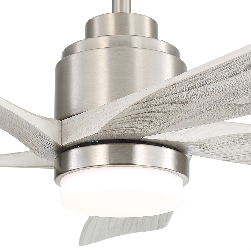 Indoor Ceiling Fan with Solid Wood Blades and Integrated LED Light, 52-Inch, Remote and App Control