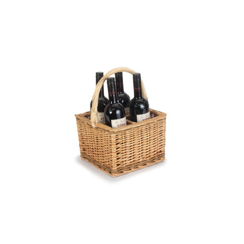 Wicker 4 Bottle Drinks Carrier Basket
