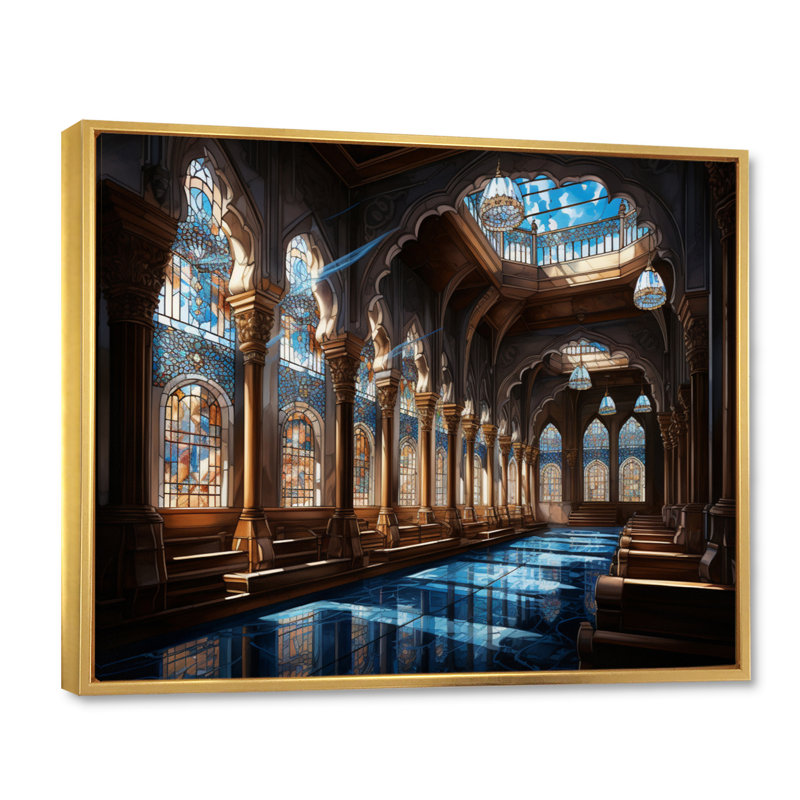 Hinduisim Art Gurudwaras Sacred - Spiritual Wall Decor, H 30 po x l 40 po x P 1,5 po, Cadre flottant doré