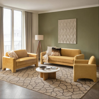 Ensemble de salon 3 pièces avec canapé, causeuse et fauteuil Werts