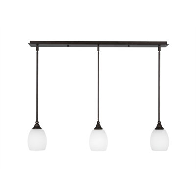 Luminaire suspendu linéaire sur pied 3 lumières avec verre en lin blanc de 5 po