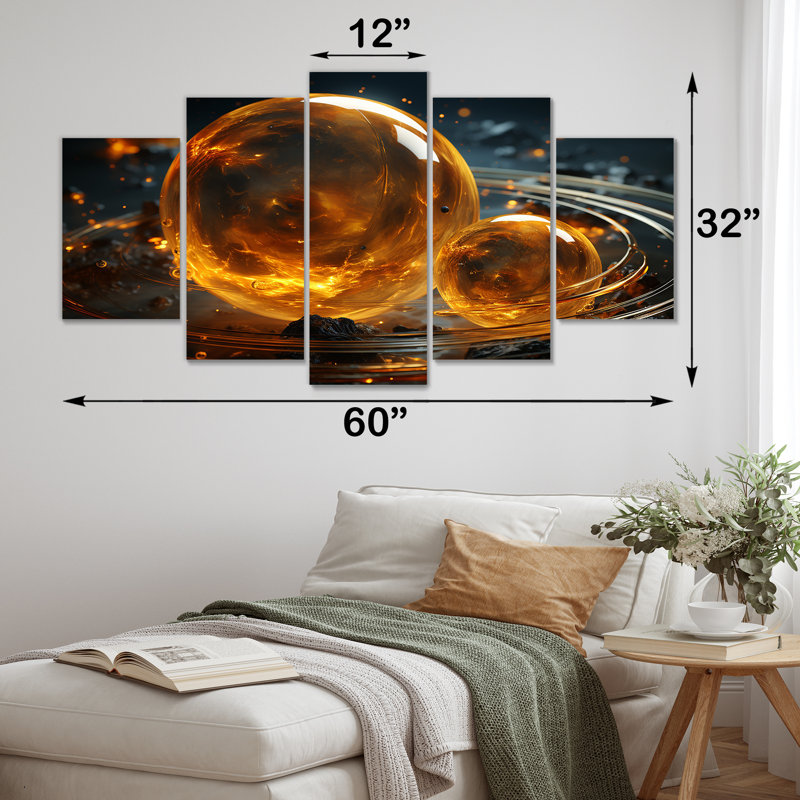 Jaune et noir, ceinture d'astéroïdes II - planètes, décoration murale multipanel