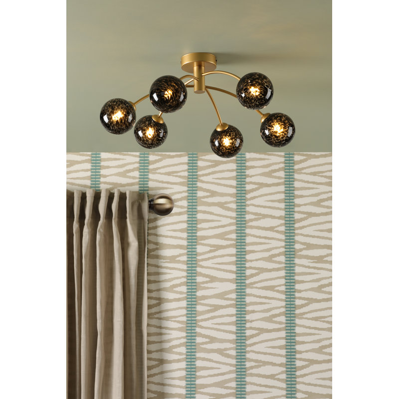 JARED 3LT SEMI FLUSH CW SMOKED GLS 150MM, Matt Gold/Black
