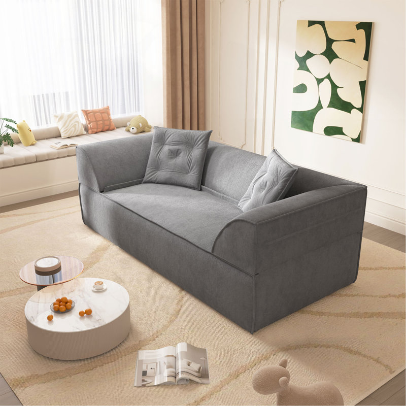Canapé-lit convertible 3-en-1, canapé moderne à assise profonde de 79,5 po avec 2 coussins, canapé 3 places, canapé en tissu de chenille étincelant, méridienne pour salon, studio, bureau