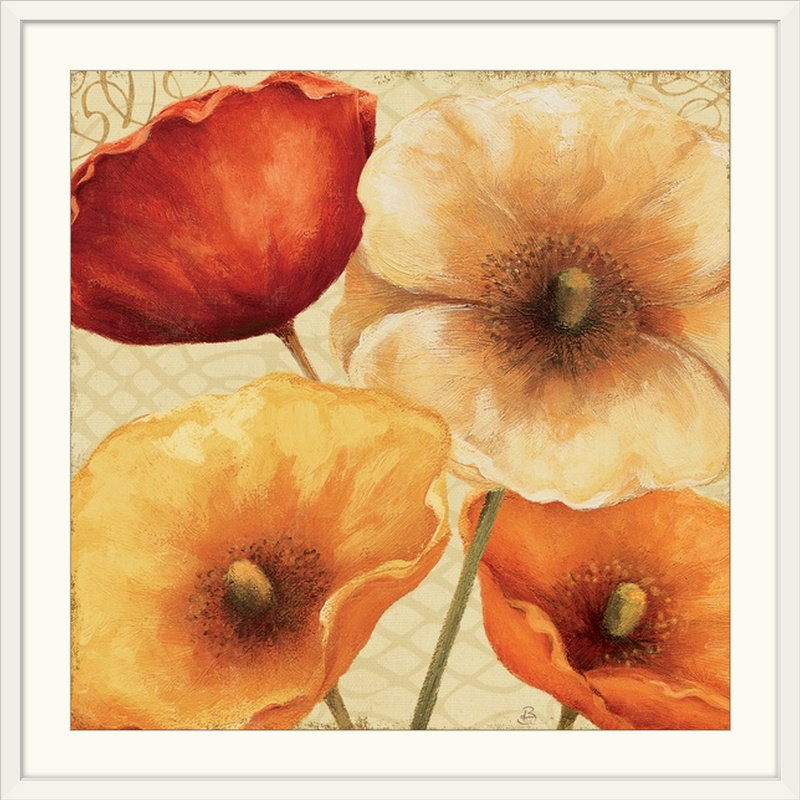 « iii », reproduction d’impression sur brissonnet, Poppy Spice, H 20" x l 20" x P 1", Cadre blanc