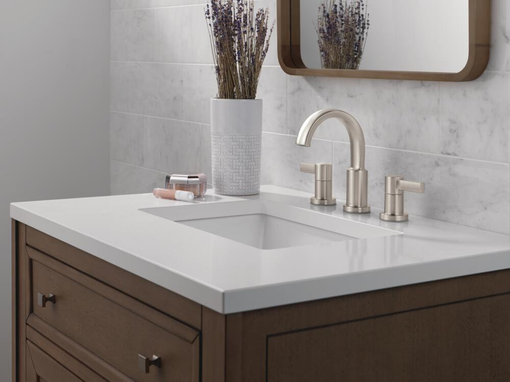 Albion Widespread Bathroom Faucet with Drain, Spotshield Brushed Nickel