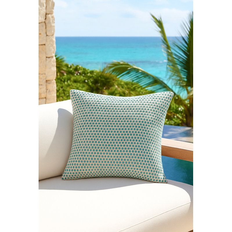 Tropical Teal Compass Line Indoor Outdoor Pillow 20x20, Green, Square 24", Polyester