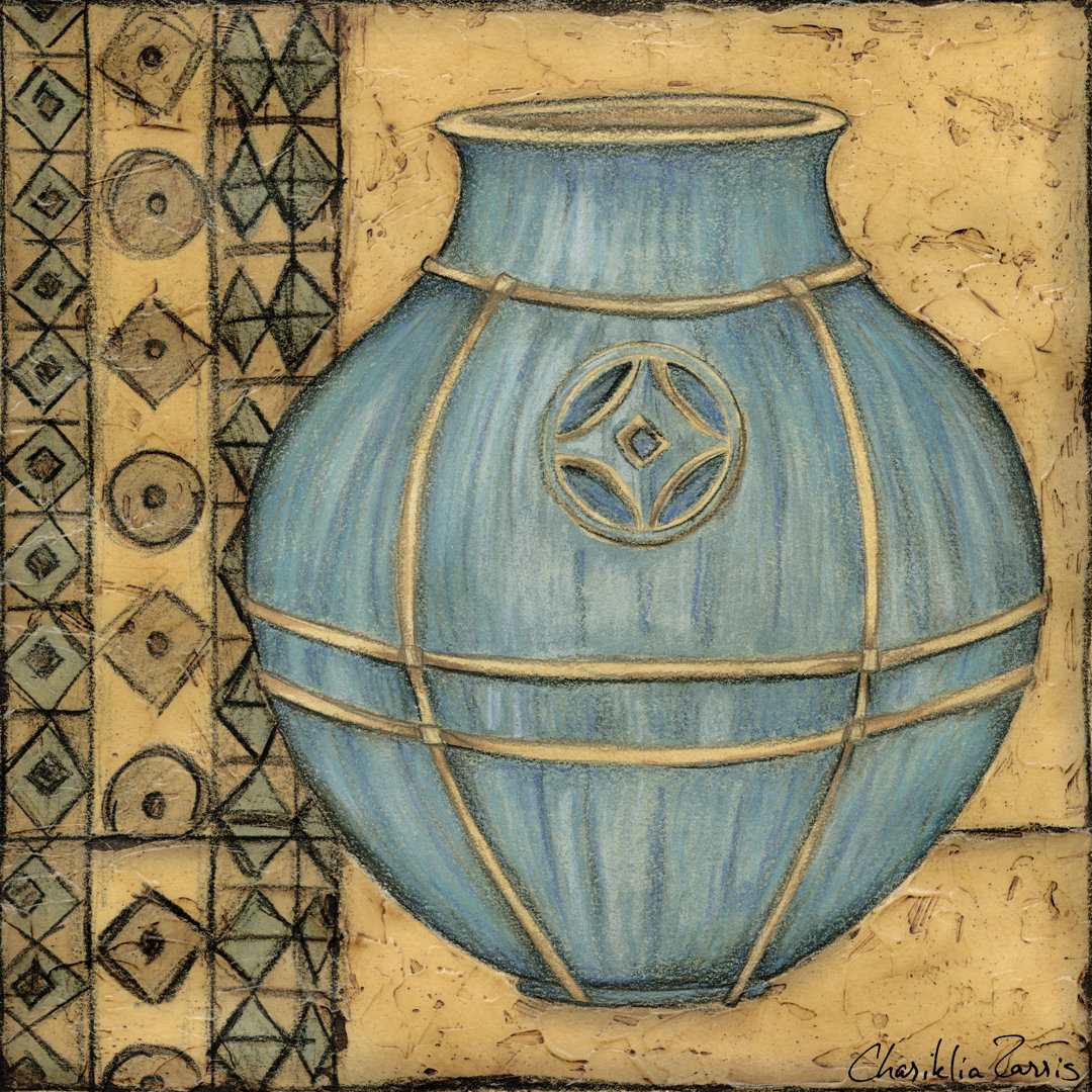 Leinwandbild Square Cerulean Pottery I von Chariklia Zarris