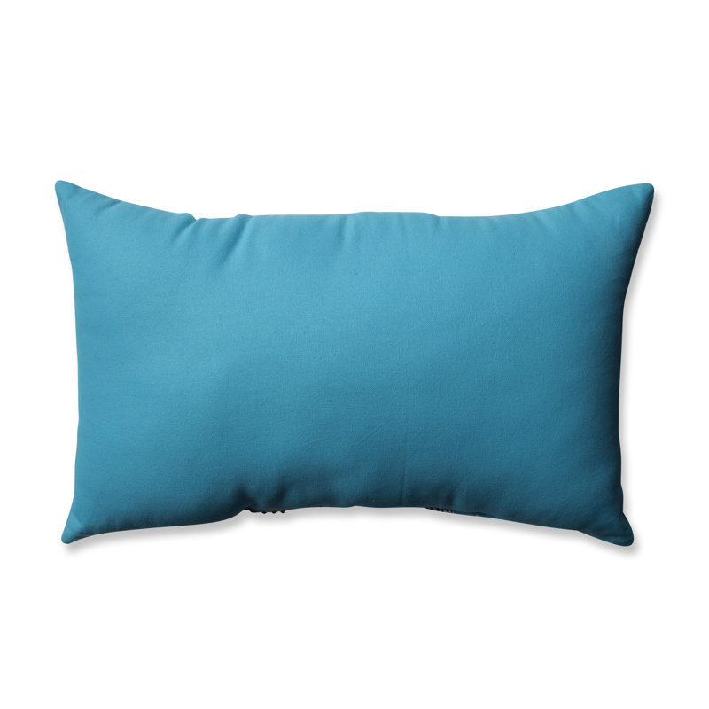 Coussin lombaire en coton à bandes tribal, Turquoise / crème / noir
