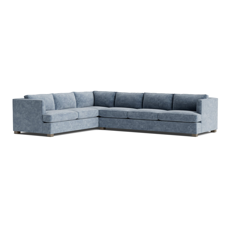 Keaton Chaise Sectional, Vintage Chenille - Smoky Blue, Driftwood