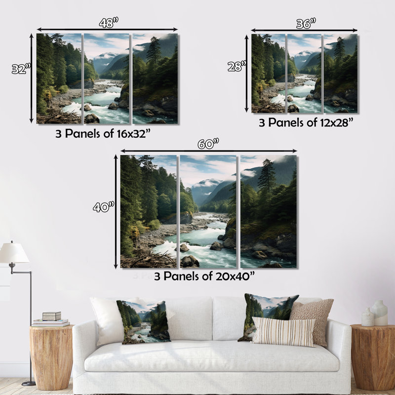 «Washington Mount Rainier National Park III», reproduction sur toile 3 pièces, H 32 po x l 48 po x P 1 po