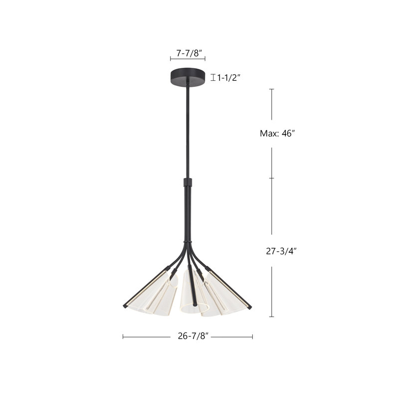 Mulberry 4 - Light LED Chandelier, Brushed Gold/Light Guide