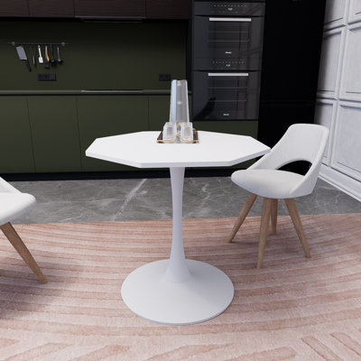 31.50" White Modern Octagonal Coffee Table With Mdf Tabletop, Metal Base, Suitable For Dining Room, Kitchen, Living Room
