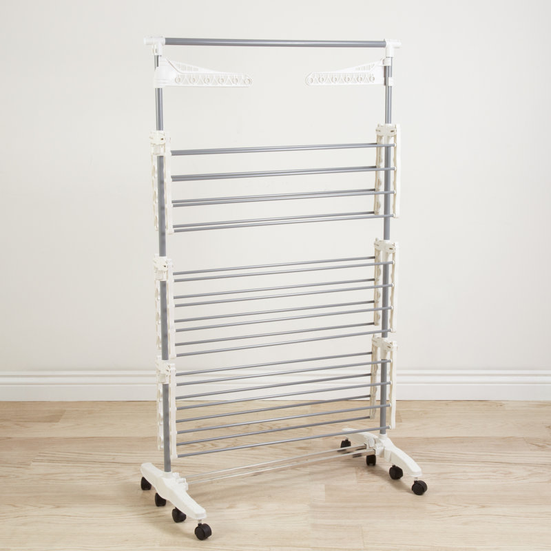 Heavy Duty 3-Tier Stainless Steel Rolling Laundry Rack