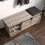 Banc de 47 po avec porte d'entrée en grange et porte de grange avec découpe, rangement pour chaussures et finition noyer gris-401692809