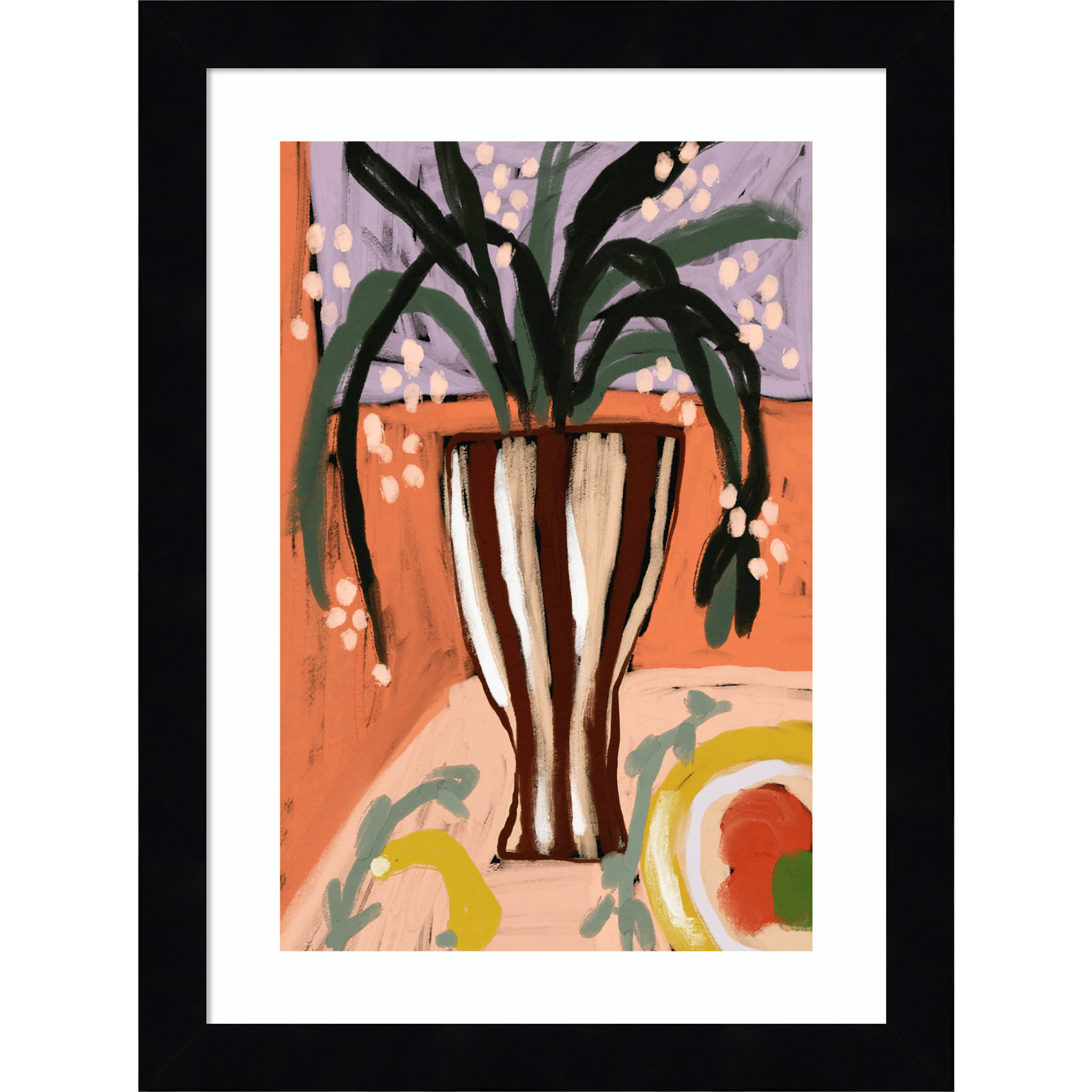 Floral Still Life No. 3 Print, 13" H x 10" W, Black