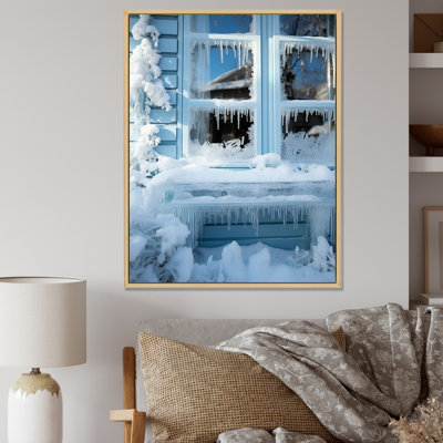 «Winter Window Frozen Glass II», art mural paysage d'hiver