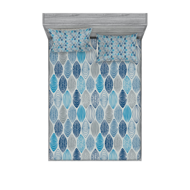 Ensemble de draps et taies décoratives gris et bleu marine Ambesonne, Ensemble de draps pour lit très grand californien