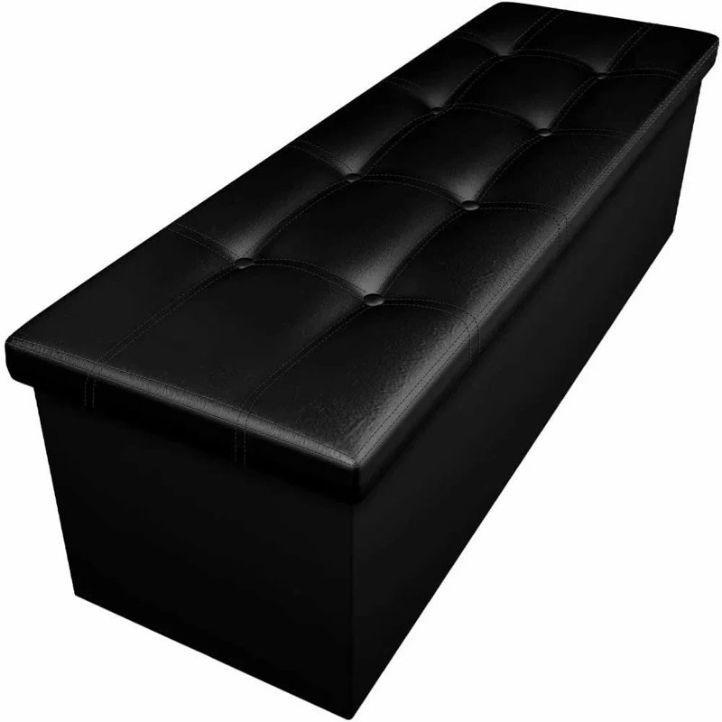 Banc de rangement Keris, Similicuir noir