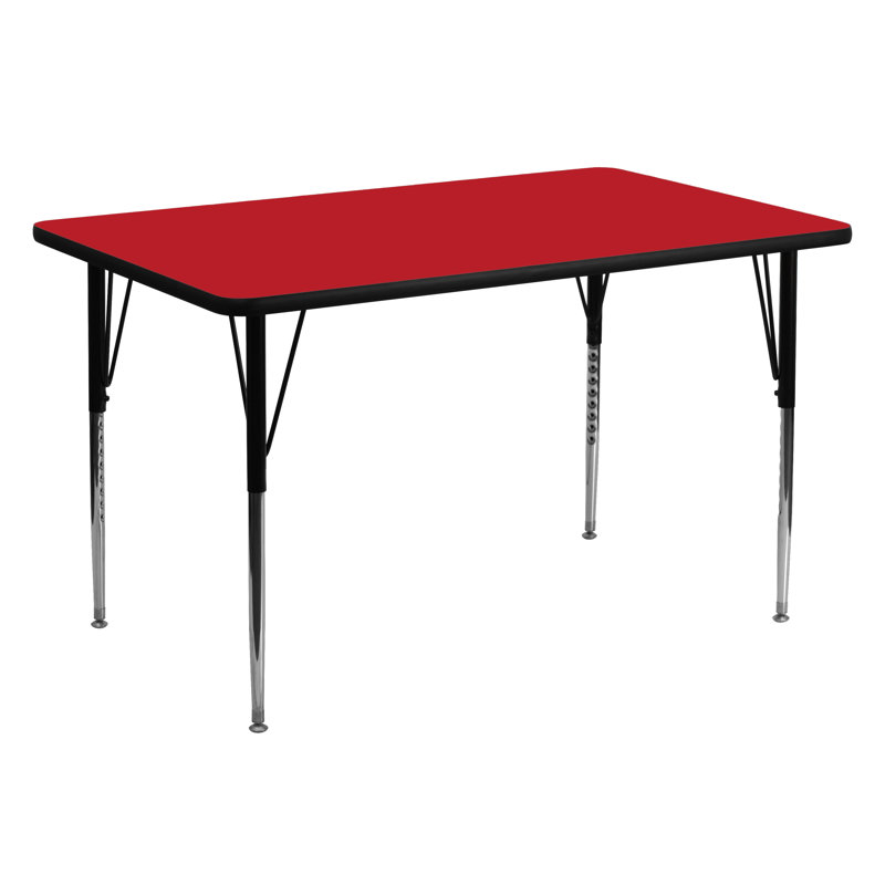 Table d'activité Goddard, Rouge, L 24 po x P 60 po x H 21,25 po à 30,25 po