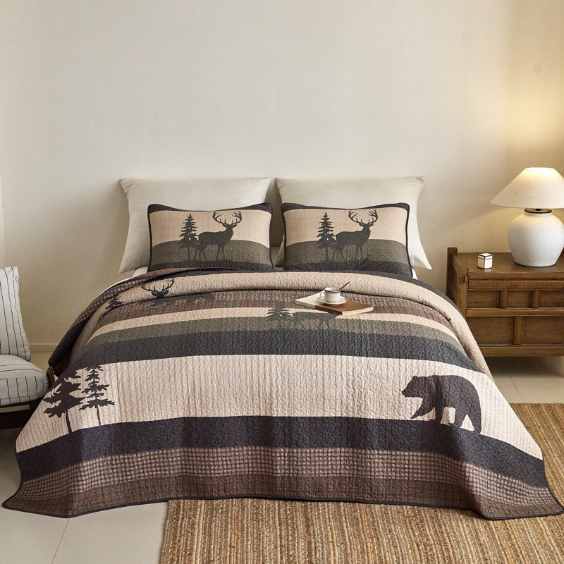 Ensemble de courtepointe 3 pièces Rustic Lodge, King Quilt + 2 Standard Shams