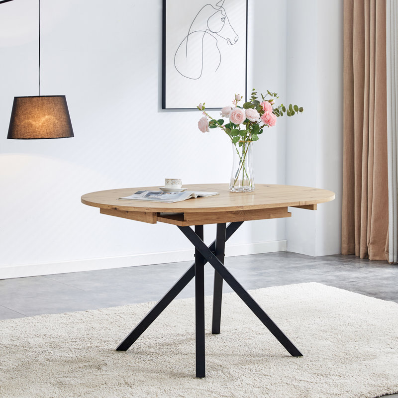 Benen Extendable Round Metal Base Dining Table