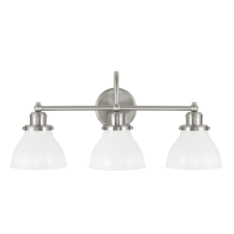 Baxter 3 - Light Dimmable Vanity Light, Brushed Nickel, Milk