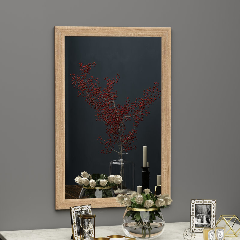 Elease Flat Wall Mirror, Oak
