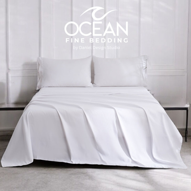OCEAN FINE BEDDING Microfiber Flatweave Sheet Set, Twin Sheet Set with 1 Pillowcase, White