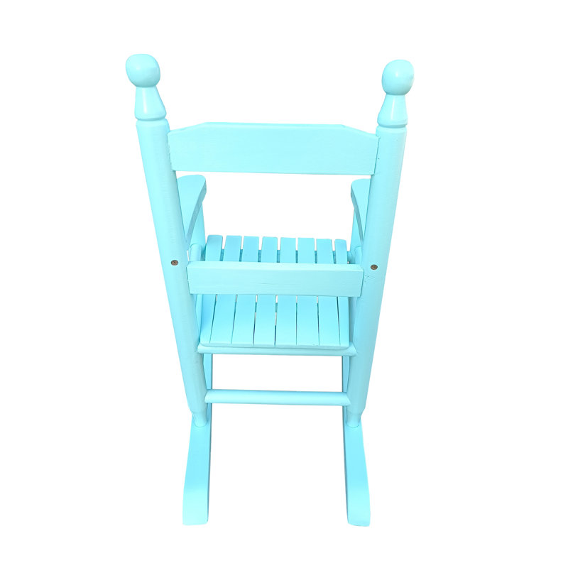 Chaise berçante en bois massif pour enfants en bleu clair pour une utilisation intérieure ou extérieure, Blue