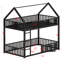 Lit superposé House avec clôture de sécurité et porte interactive