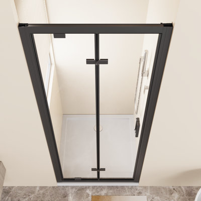 Space Saving Shower & Tub Doors, 30 X 72 Glass, Modern Black For Small Baths