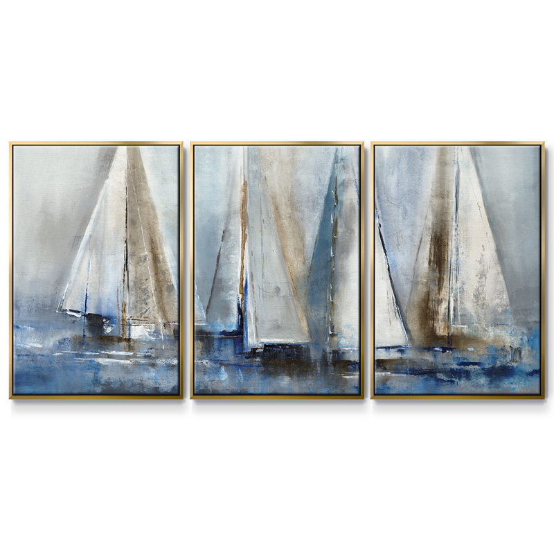 «Quiet Wind II», reproduction sur toile 3 pièces, H 24 po x l 48 po x P 2 po, Or