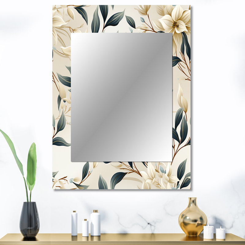 Corrigeville Whispering Vines - miroir de plantes, miroir mural décoratif Boho, impression d'art en métal, 40 po x 30 po