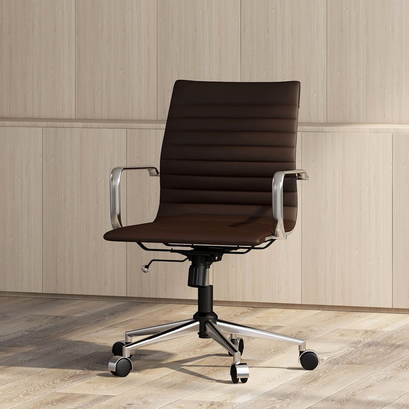 Everly Quinn Rogalski Task Chair, Brown, Silver