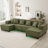 U-shaped Sectional Sofa and 6 Pillows (Green)-1174278688