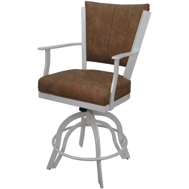 Tabouret de bar pivotant en métal Cocuzzo - Vinyle brun pacane, Vinyle brun / blanc, Bar Stool (30" Seat Height)