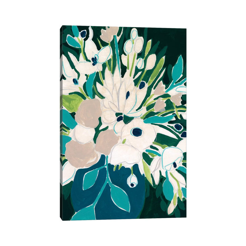 Blue Bloom Sketch I by June Erica Vess - Wrapped Canvas Gallery-Wrapped Canvas Giclée, 20.32 cm H x 30.48 cm W
