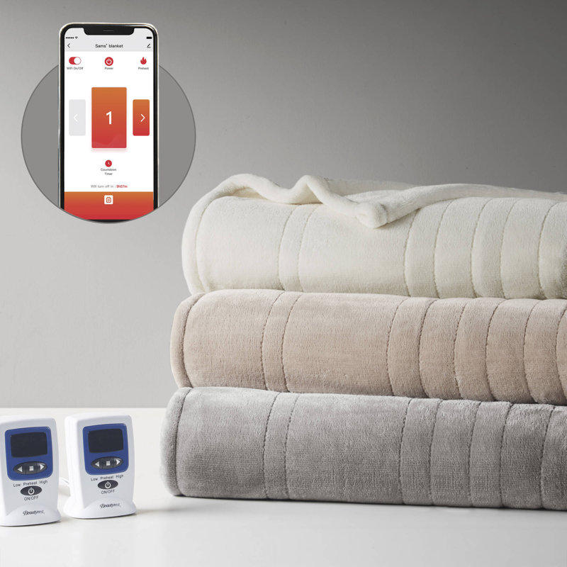 Microplush Heated Blanket With Wifi Technology, King, Gray