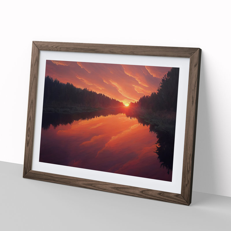 Spring Forest Sunset - Print, Walnut, 34cm H x 46cm W x 2cm D