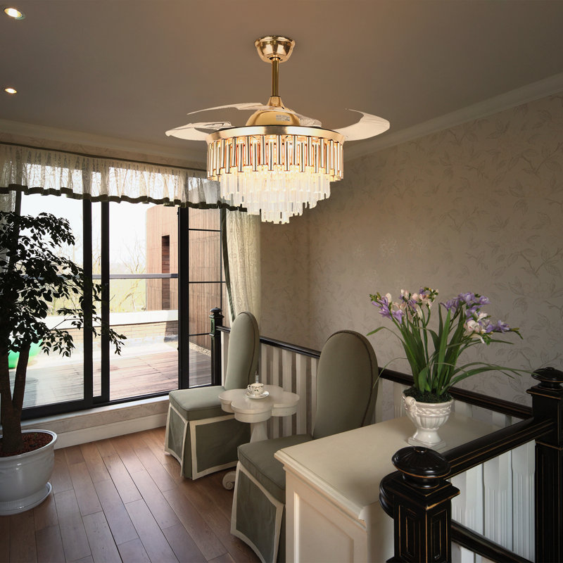 Meindert 42''Crystal Ceiling Fan with LED Lights