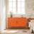 Wide Accent Storage Cabinet In Orange – Low-Profile Tv Stand Or Sideboard With Vent Holes & Sturdy Legs For Home & Office