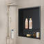 Niche de douche carrée encastrée en acier inoxydable de calibre 18 de 12,6 po x 12,6 po noire sans carreau nécessaire