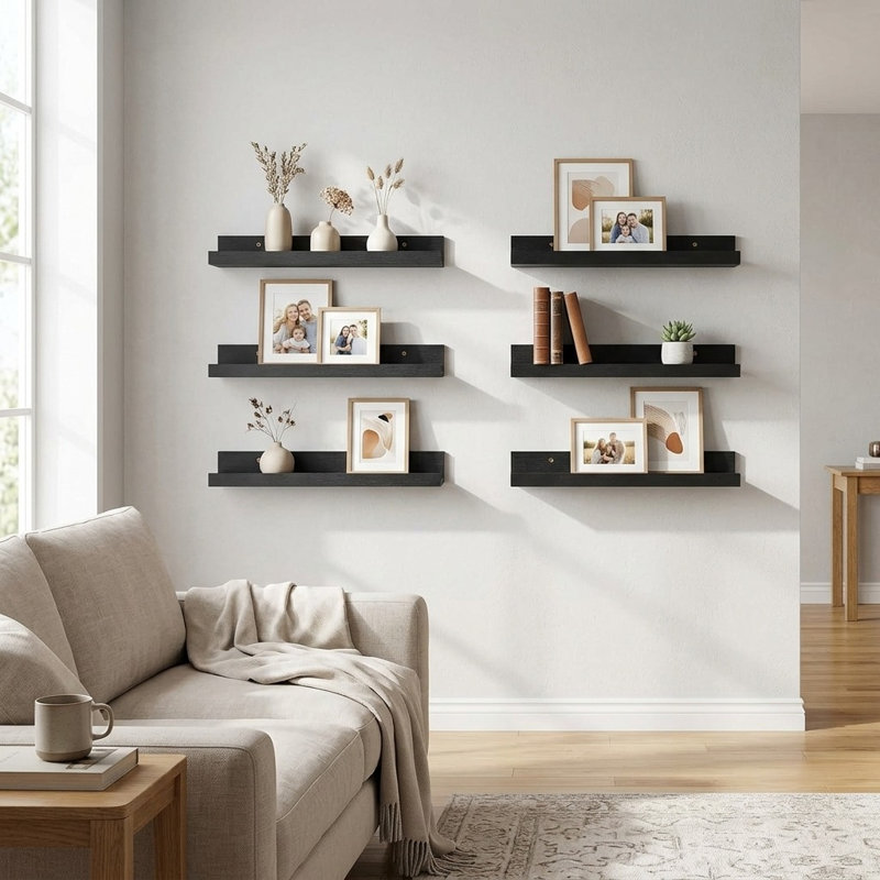 6 Piece Wood Floating Shelf