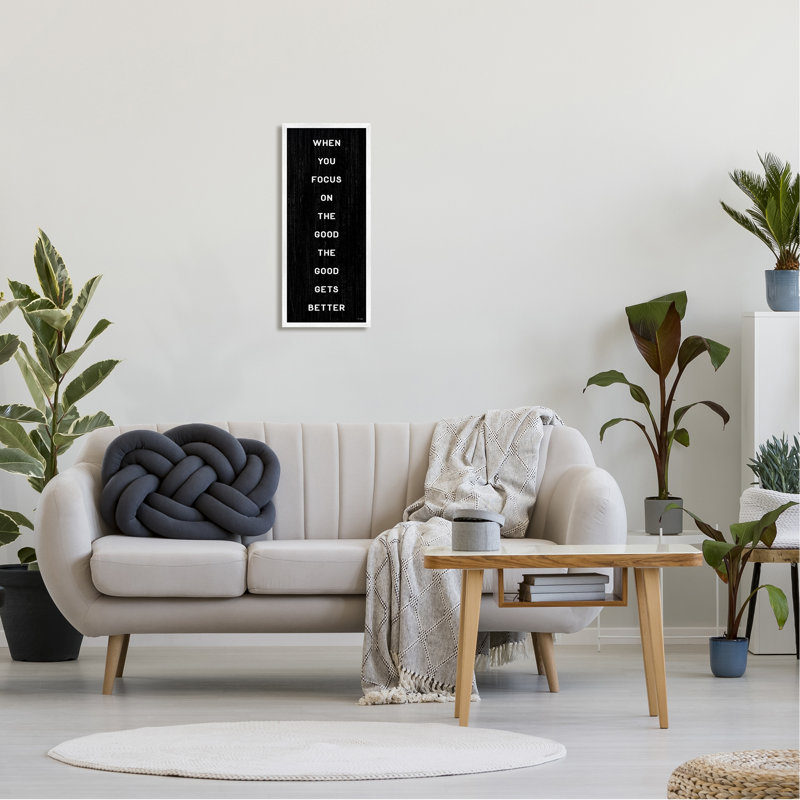 «Focus On Good», impression encadrée sur bois, H 24 po x l 10 po x P 1,5 po, Giclée encadrée blanc bord de mer