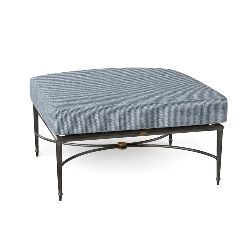 Summer Classics Roma Sunbrella® Patio Footstool, Rollo Chambray, Welt