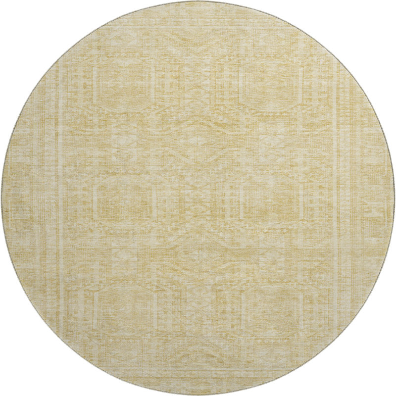 Premium Machine Washable Ashlynn Border Rug, Round 8'