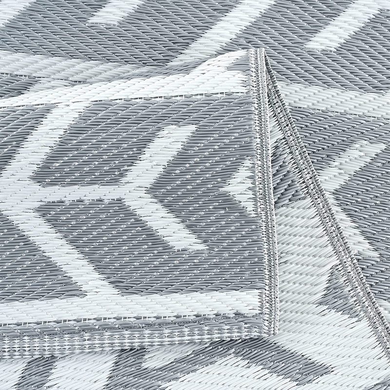Tapis intérieur / extérieur gris / blanc Allistir, Rectangle 4 pi x 6 pi